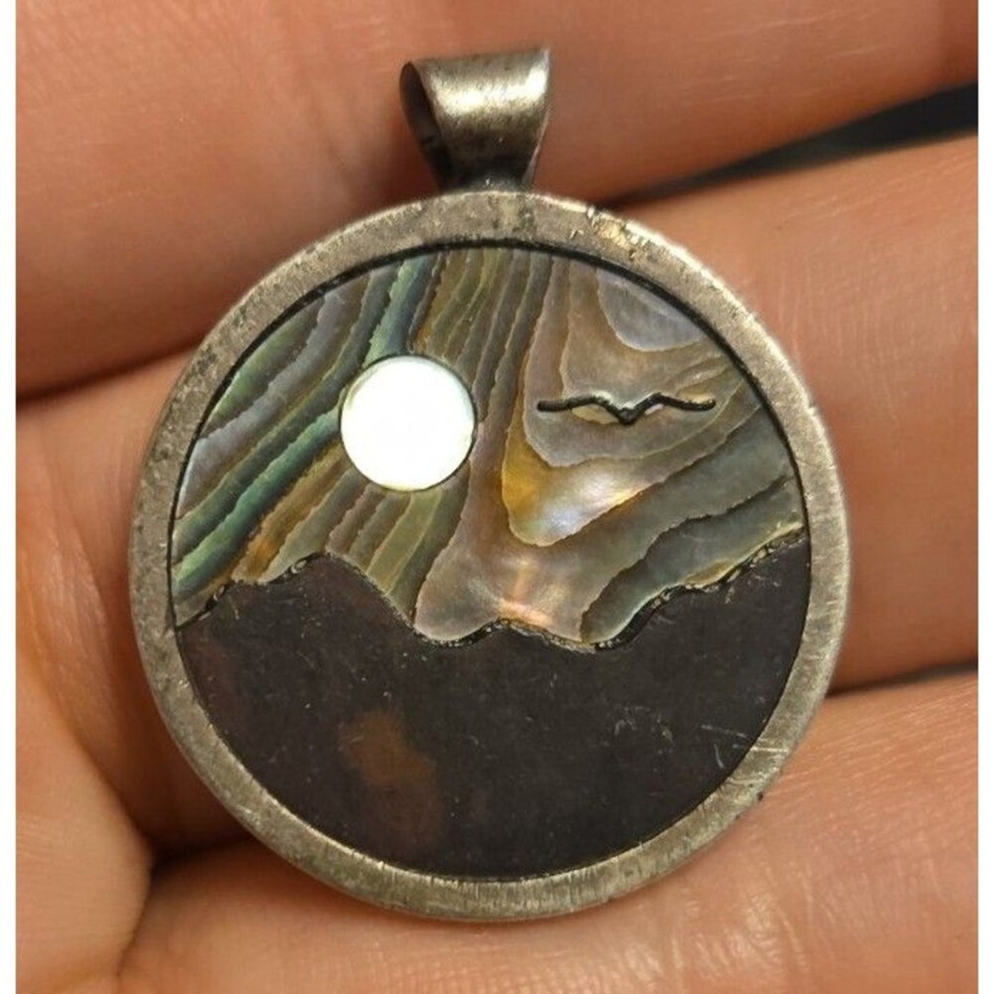 Inlaid Sterling Silver Pendant