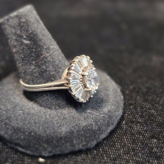 Sterling White Stone Cocktail Ring sz 8
