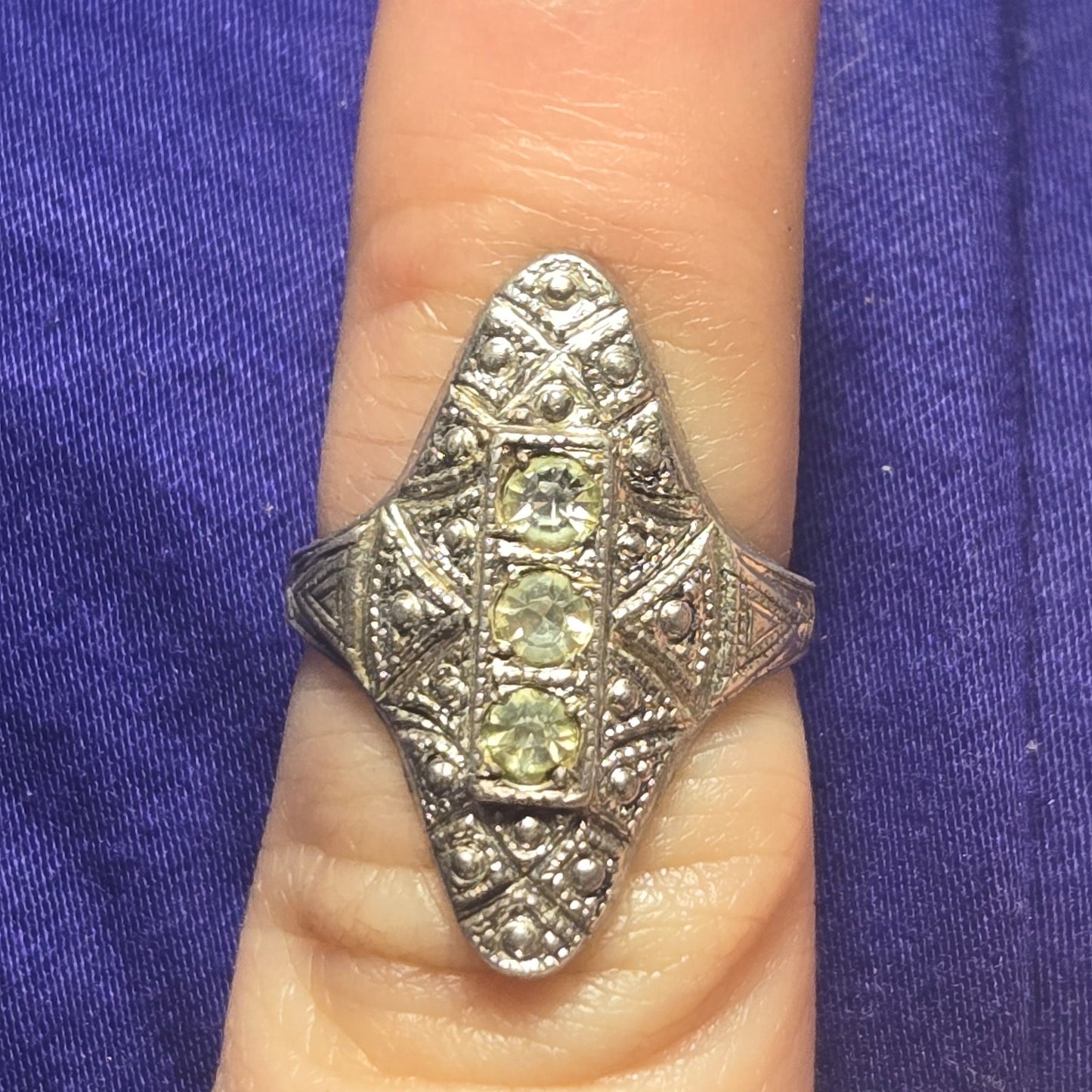 Art deco Vintage Sterling Silver Ring Sz 4