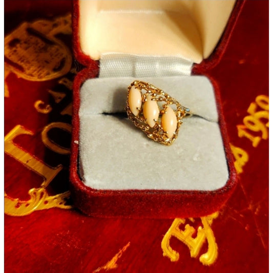 14kt gold pale pink coral ring sz 6