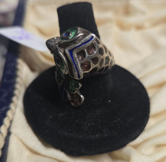 Owl vintage sterling silver ring adjustable