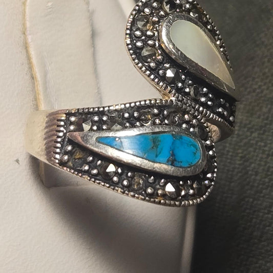 Southwestern Vintage Sterling Silver 925 Ring Sz 8