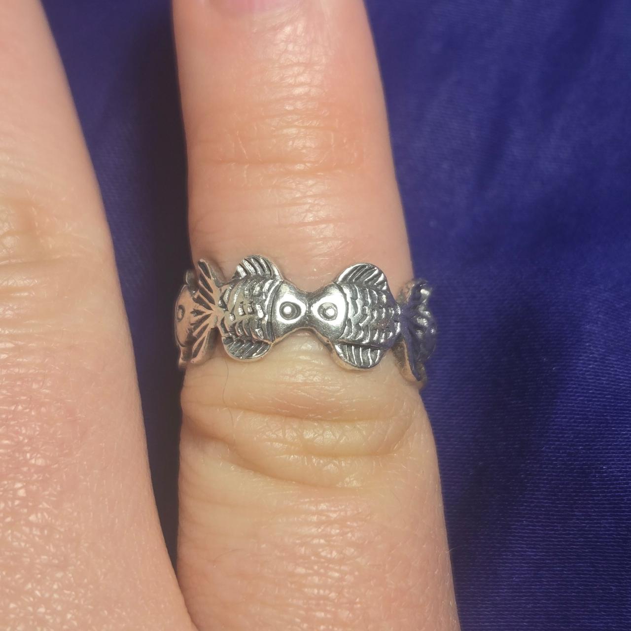 Fish Vintage Sterling Silver 925 Ring Sz 4.5
