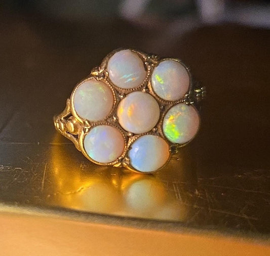 10kt Gold Opal Flower Ring