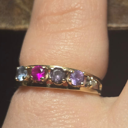 10K Red and Pink Stones Ring Sz 6