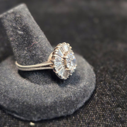 Sterling White Stone Cocktail Ring sz 8