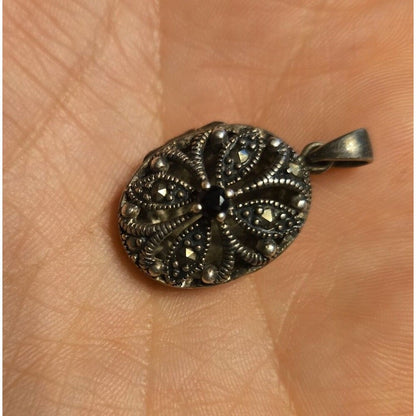 Art deco locket pendant sterling silver