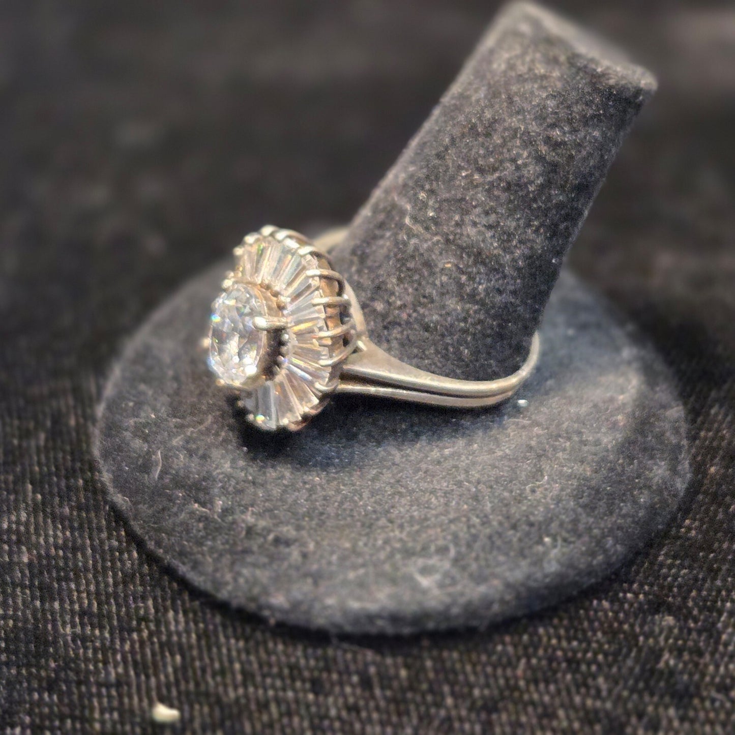 Sterling White Stone Cocktail Ring sz 8
