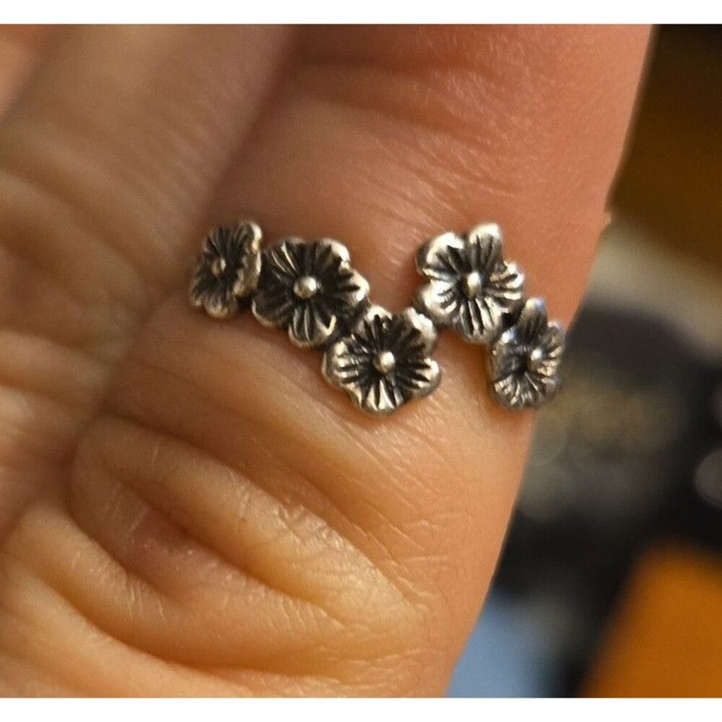 Flowers Vintage sterling silver ring sz 6