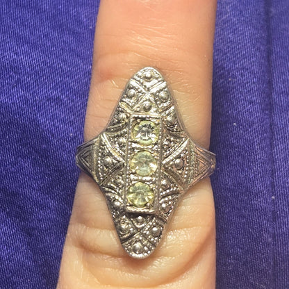 Art deco Vintage Sterling Silver Ring Sz 4