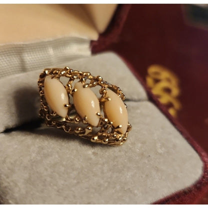 14kt gold pale pink coral ring sz 6