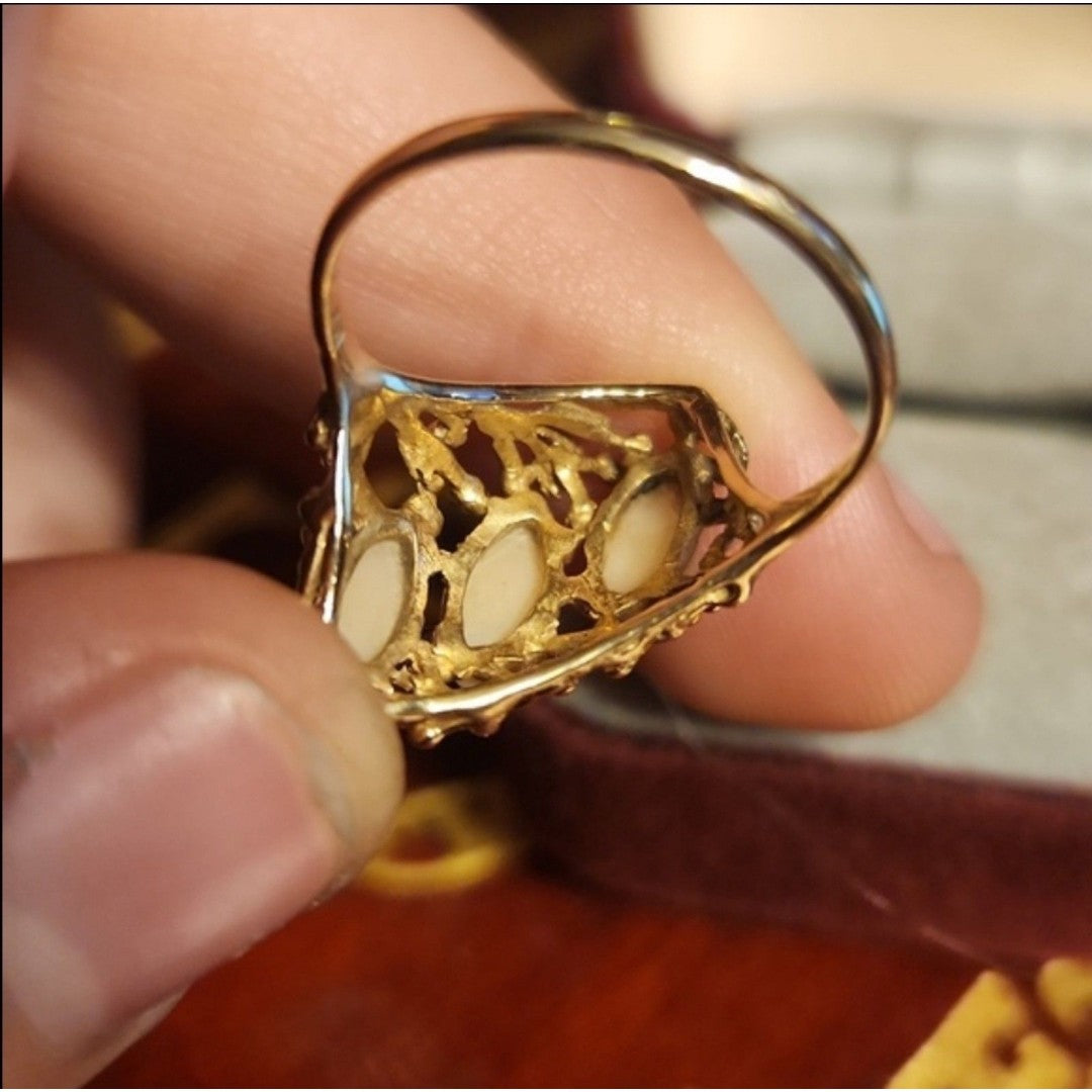 14kt gold pale pink coral ring sz 6