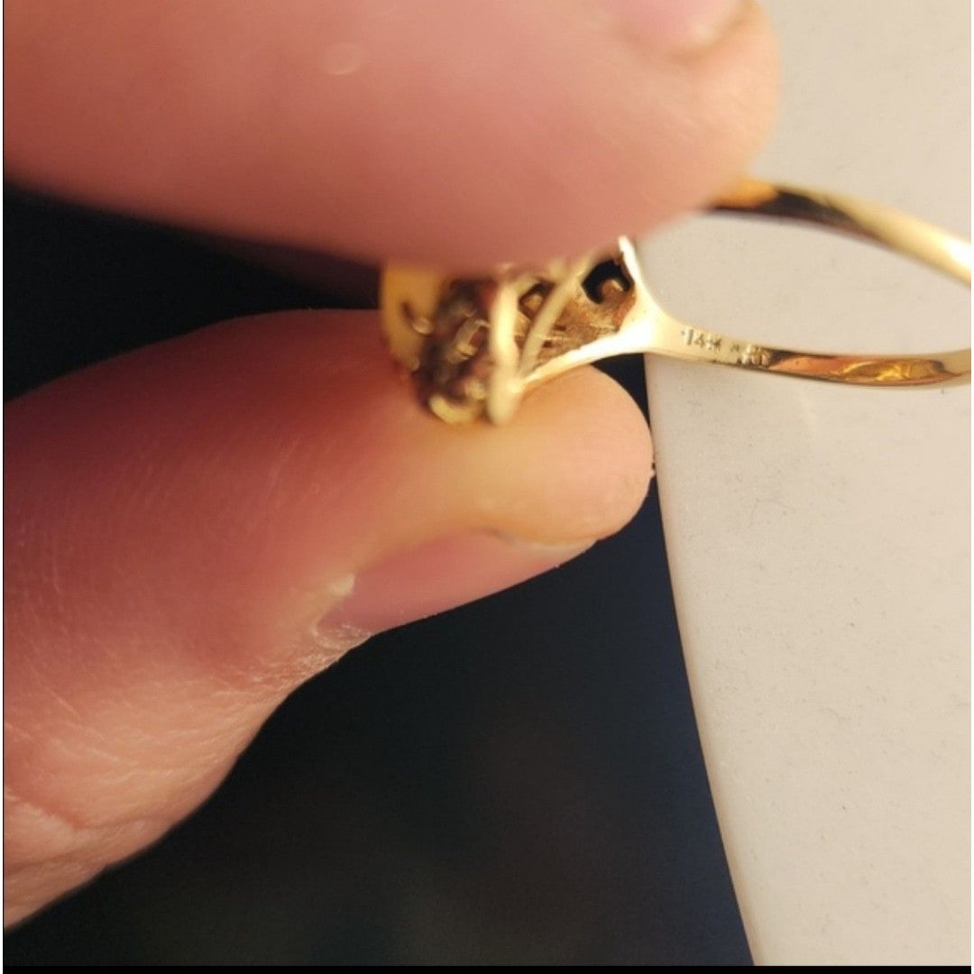 14kt gold pale pink coral ring sz 6