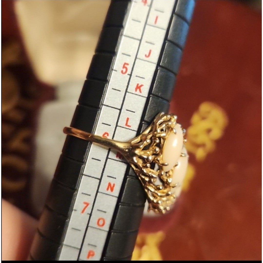 14kt gold pale pink coral ring sz 6