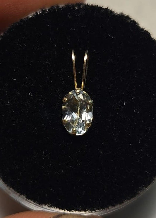 14kt White Zircon Pendant