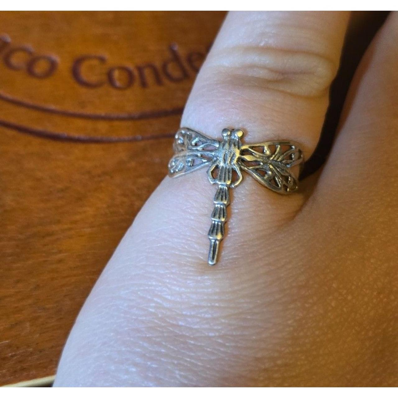 DRAGONFLY Vintage sterling silver ring sz 6.5