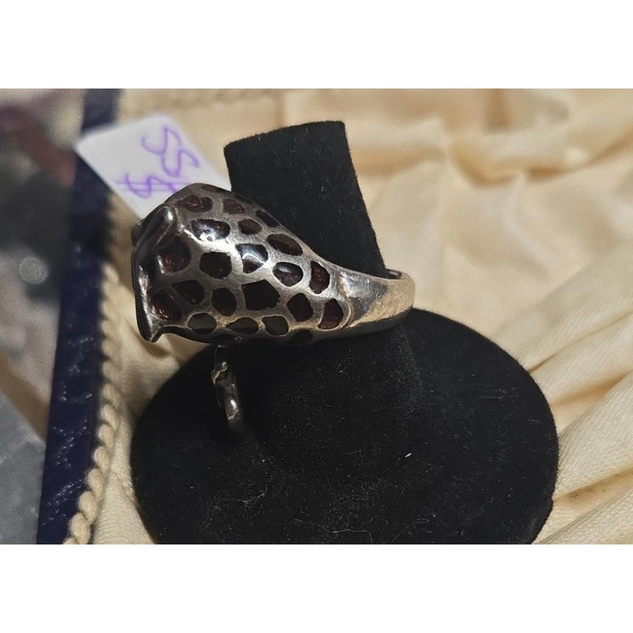 Owl vintage sterling silver ring adjustable