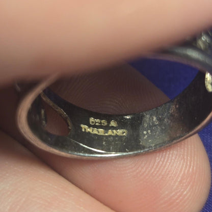 Elephants Vintage Sterling Silver 925 Ring Sz 8.5