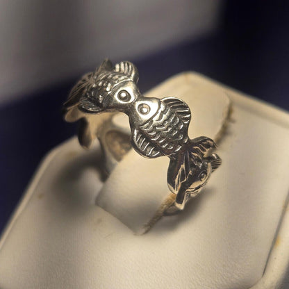 Fish Vintage Sterling Silver 925 Ring Sz 4.5