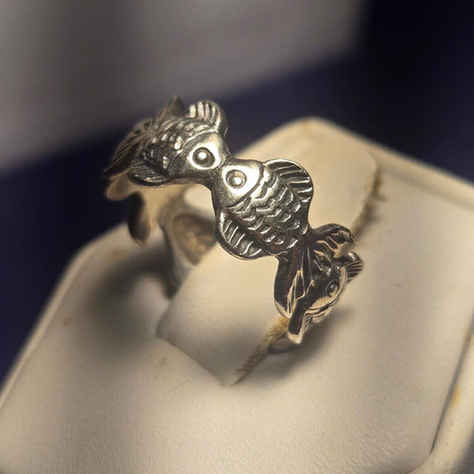 Fish Vintage Sterling Silver 925 Ring Sz 4.5