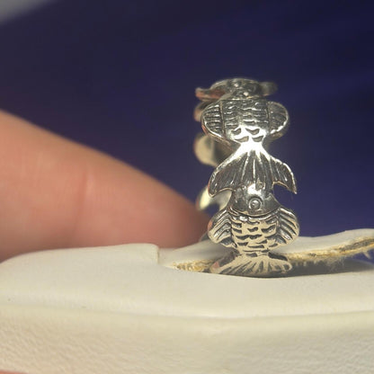 Fish Vintage Sterling Silver 925 Ring Sz 4.5