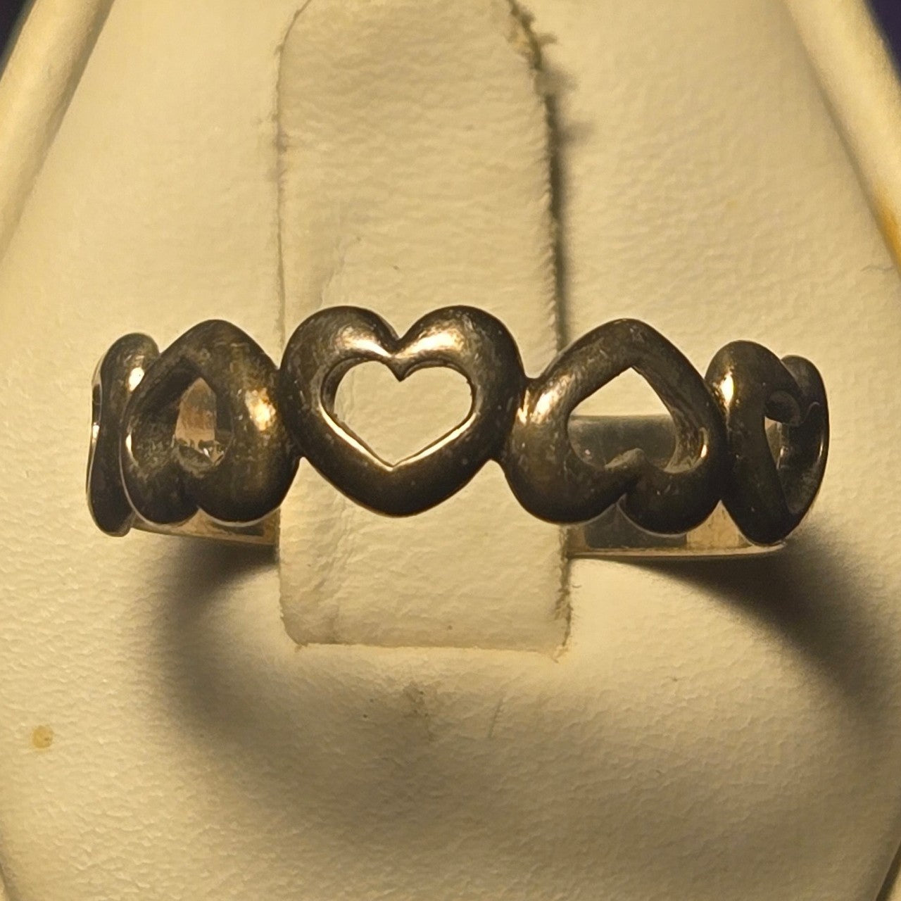 Hearts Vintage Sterling Silver Ring Sz 9
