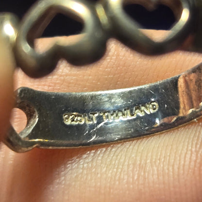 Hearts Vintage Sterling Silver Ring Sz 9