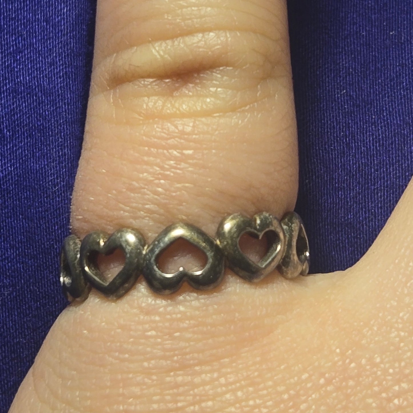 Hearts Vintage Sterling Silver Ring Sz 9