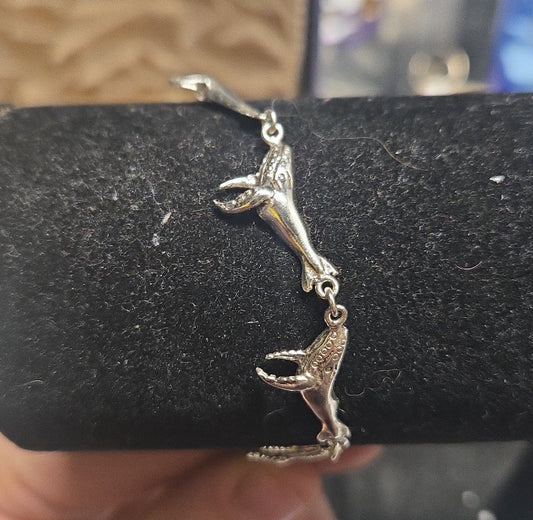 Sterling Silver Whale Bracelet 8 inches