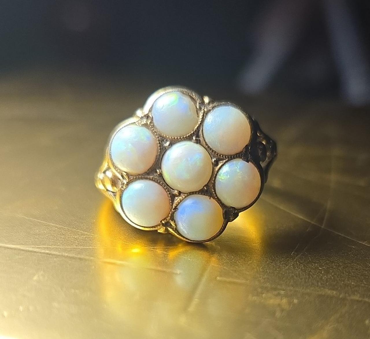 10kt Gold Opal Flower Ring