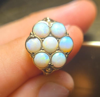 10kt Gold Opal Flower Ring