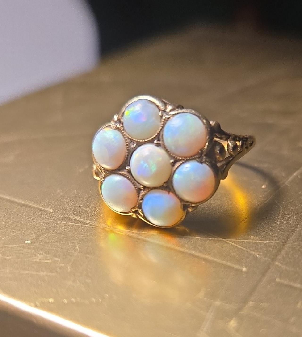10kt Gold Opal Flower Ring