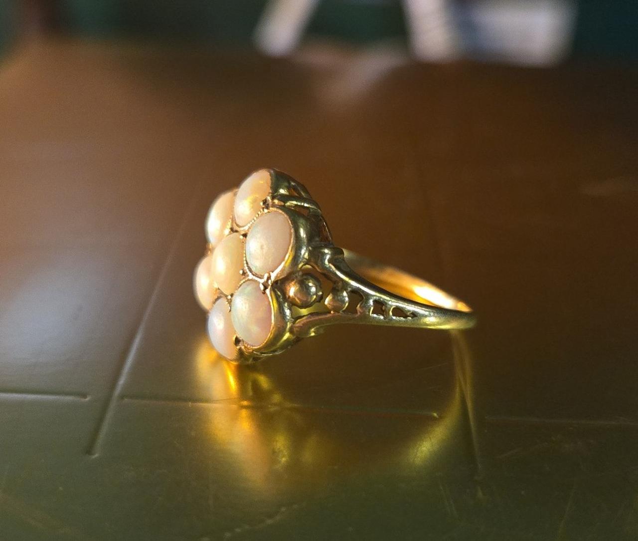 10kt Gold Opal Flower Ring
