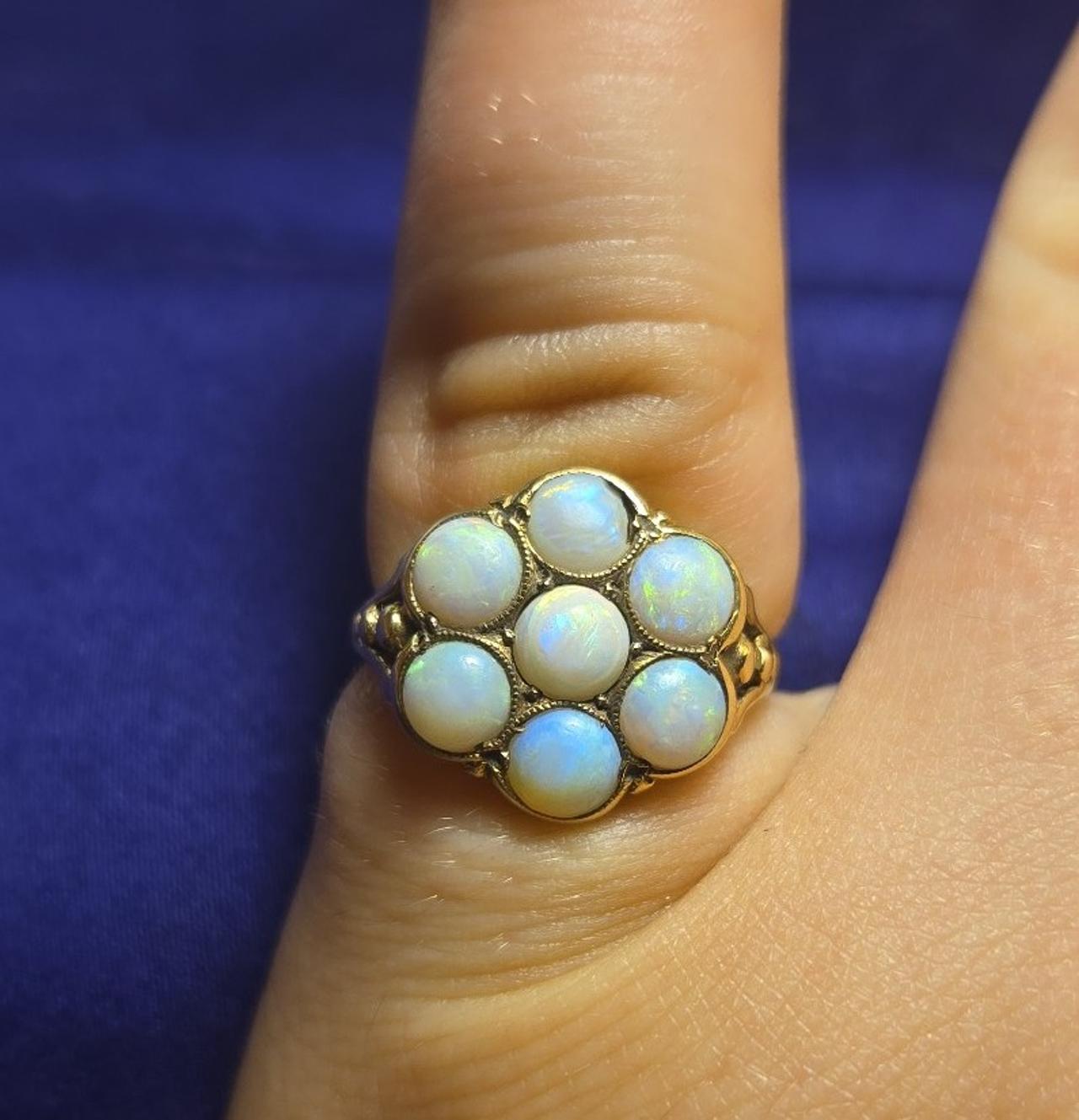 10kt Gold Opal Flower Ring