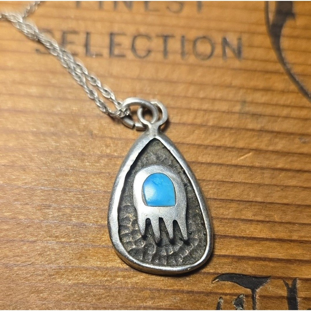 Bear Claw Sterling Silver Pendant Necklace