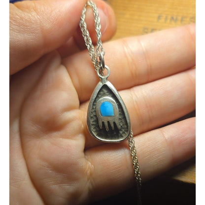 Bear Claw Sterling Silver Pendant Necklace