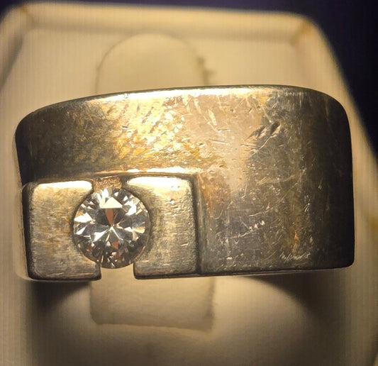 Chunky heavy Vintage Sterling Silver Ring Sz 10.5