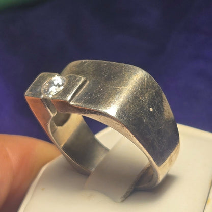 Chunky heavy Vintage Sterling Silver Ring Sz 10.5