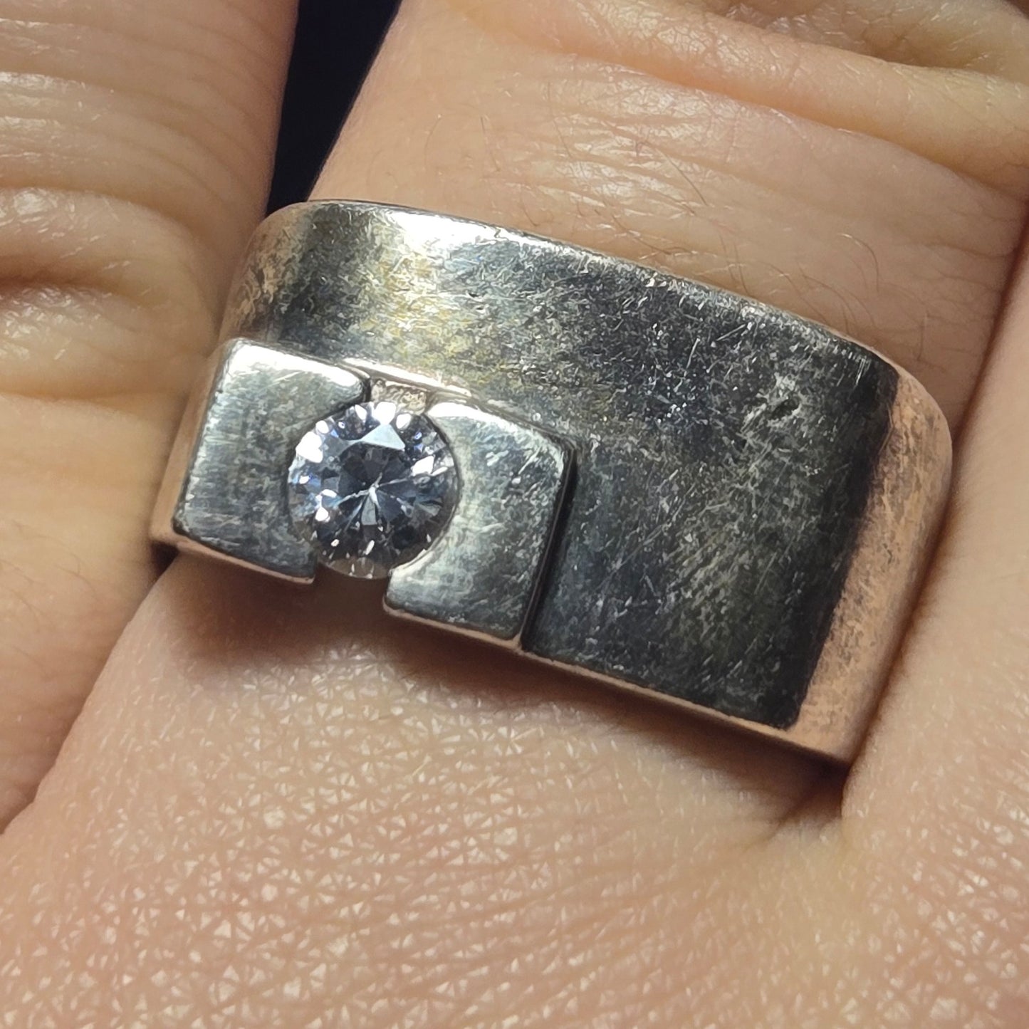 Chunky heavy Vintage Sterling Silver Ring Sz 10.5