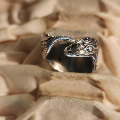 ALLIGATOR Artisan Made Antique Spoon Ring Sz 7