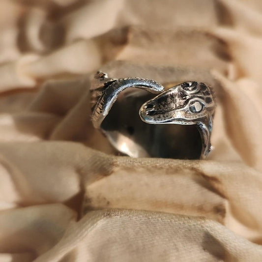 ALLIGATOR Artisan Made Antique Spoon Ring Sz 7