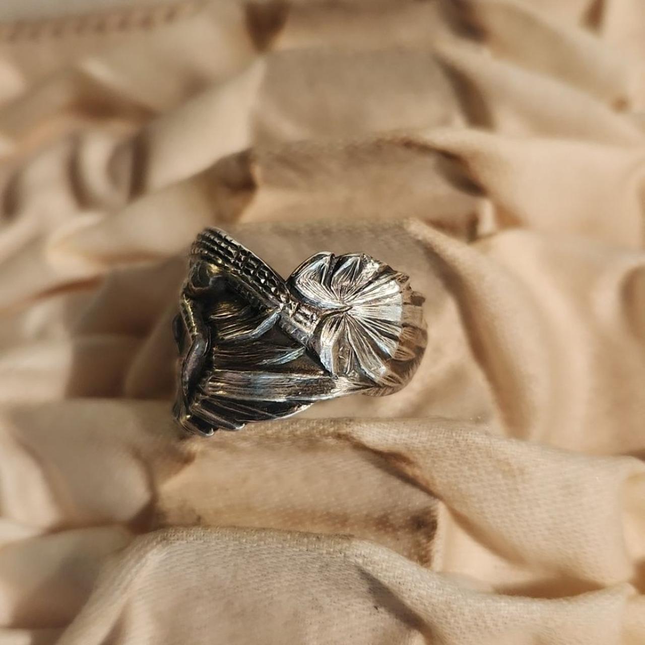 ALLIGATOR Artisan Made Antique Spoon Ring Sz 7