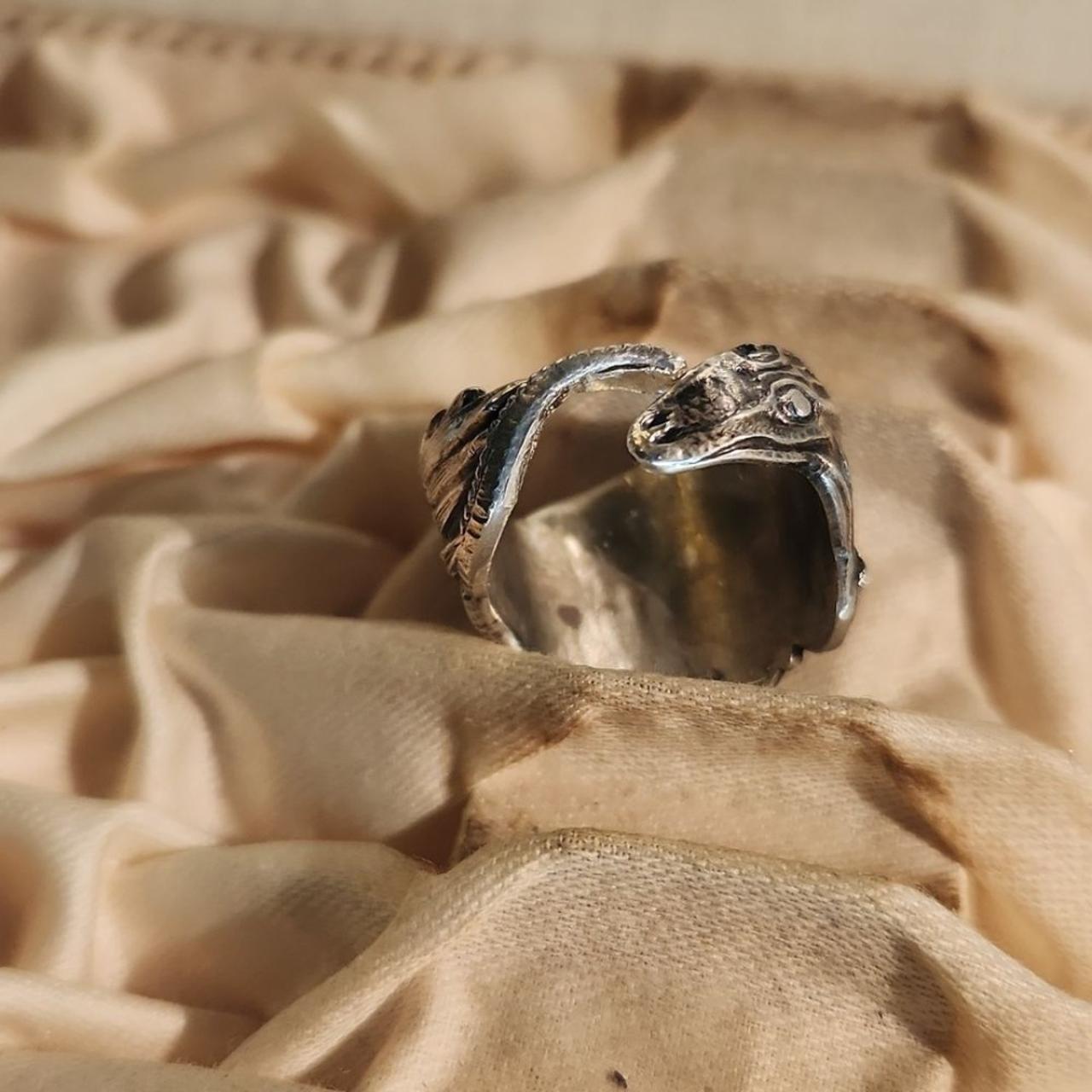 ALLIGATOR Artisan Made Antique Spoon Ring Sz 7