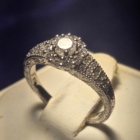 Romance Engagement Sterling Silver Ring Sz 6