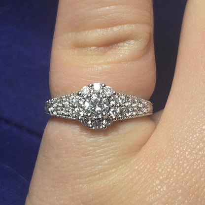 Romance Engagement Sterling Silver Ring Sz 6