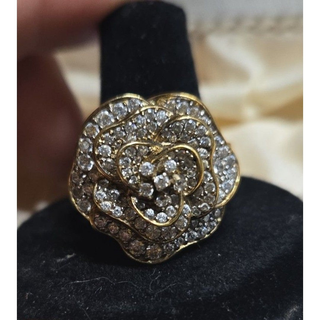 ROSE vintage sterling silver ring sz 9.75