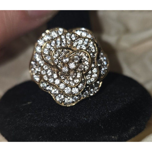 ROSE vintage sterling silver ring sz 9.75