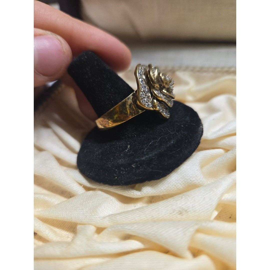 ROSE vintage sterling silver ring sz 9.75