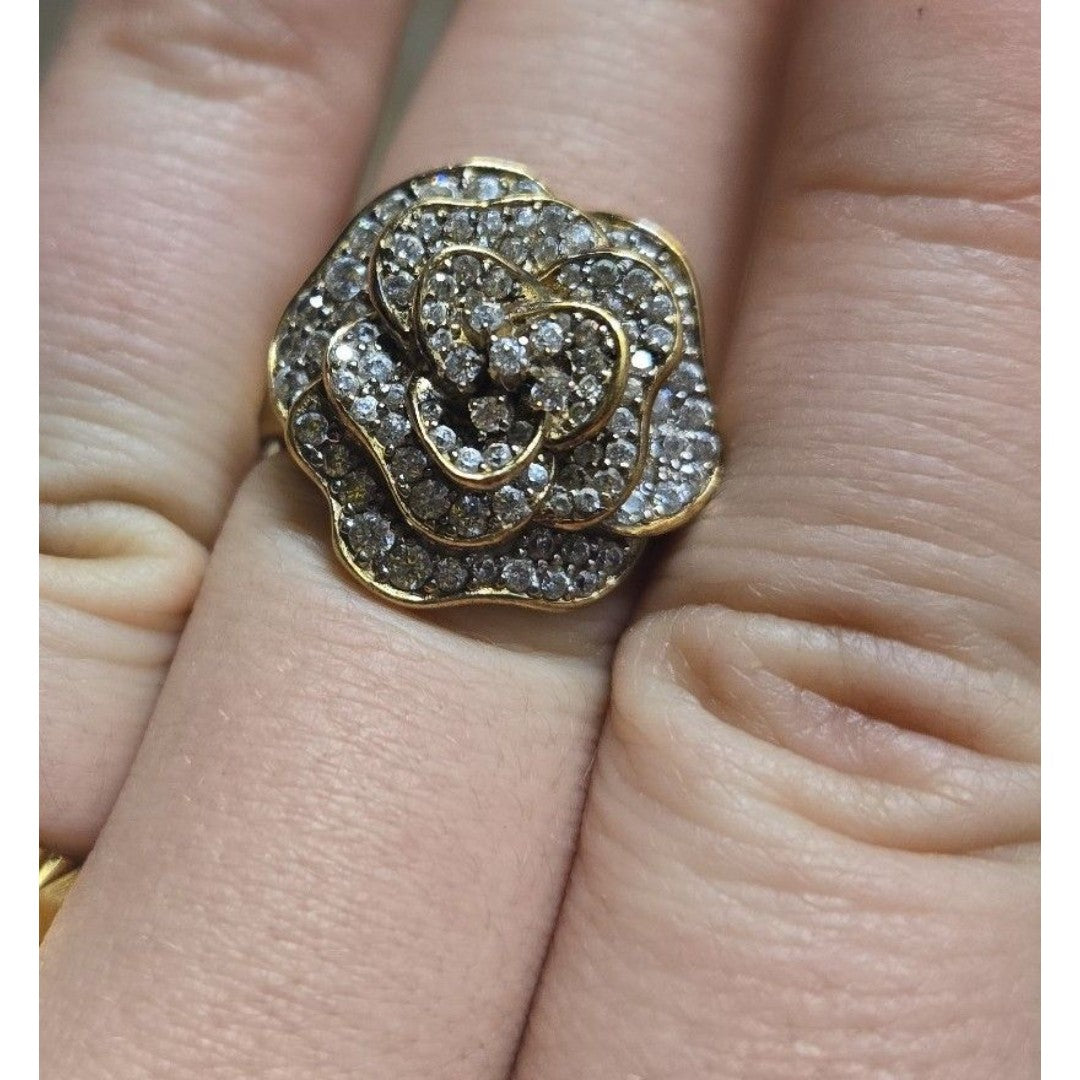 ROSE vintage sterling silver ring sz 9.75