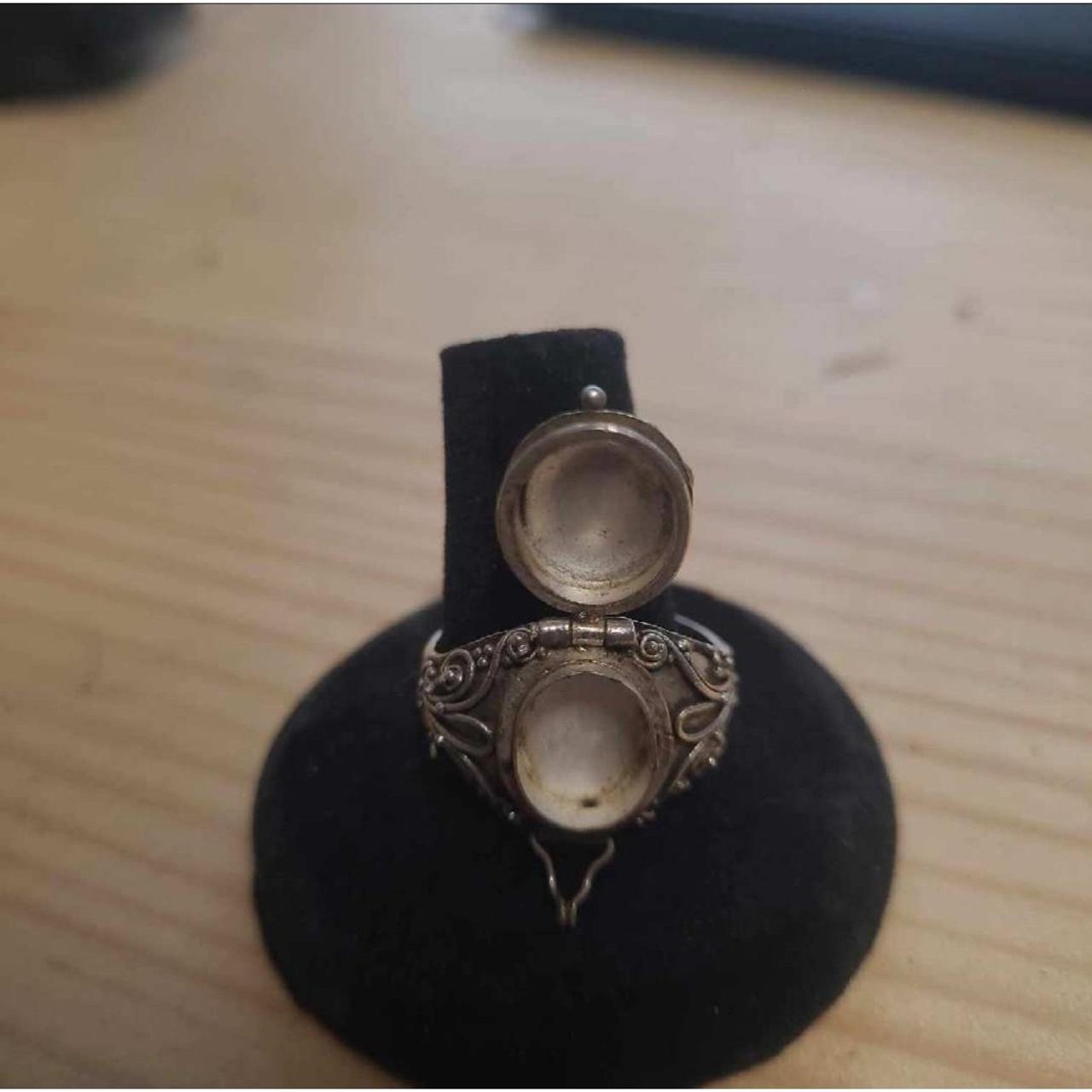 Rare! Sterling silver amber POISON ring sz 9.5